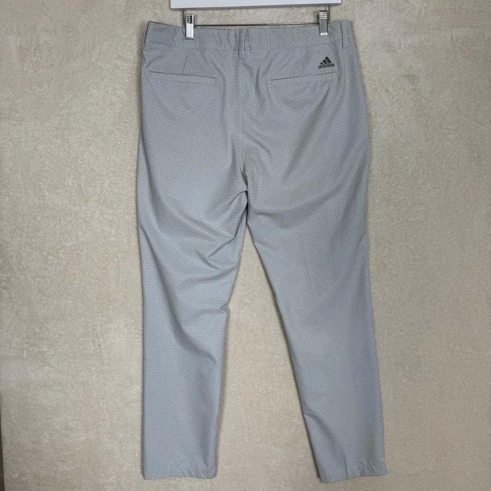 Adidas Mens Golf Pants Light Gray Geometric‎ Print Performance Stretch 34x32